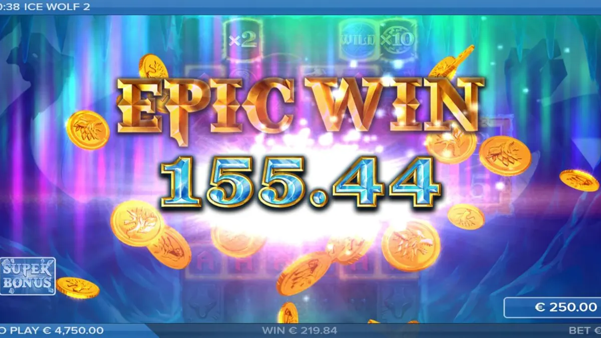 Pemandangan atmosferik dari slot Ice Wolf 2 dengan grid es yang sedang mencair