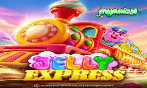 Tampilan visual slot Jelly Express dengan tema permen dan kereta api